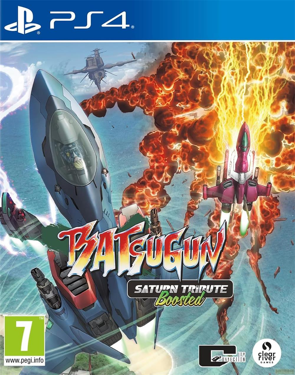 Copertina gioco PS4 con astronavi, esplosioni e titolo 'Batsugun'.