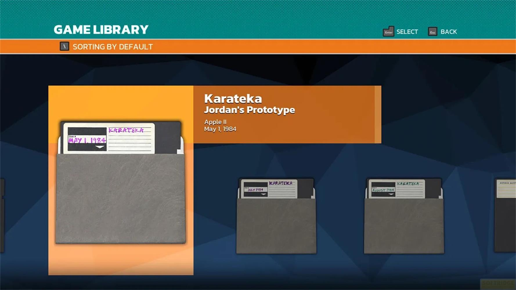 Libreria giochi mostra disco 'Karateka' del maggio 1984.