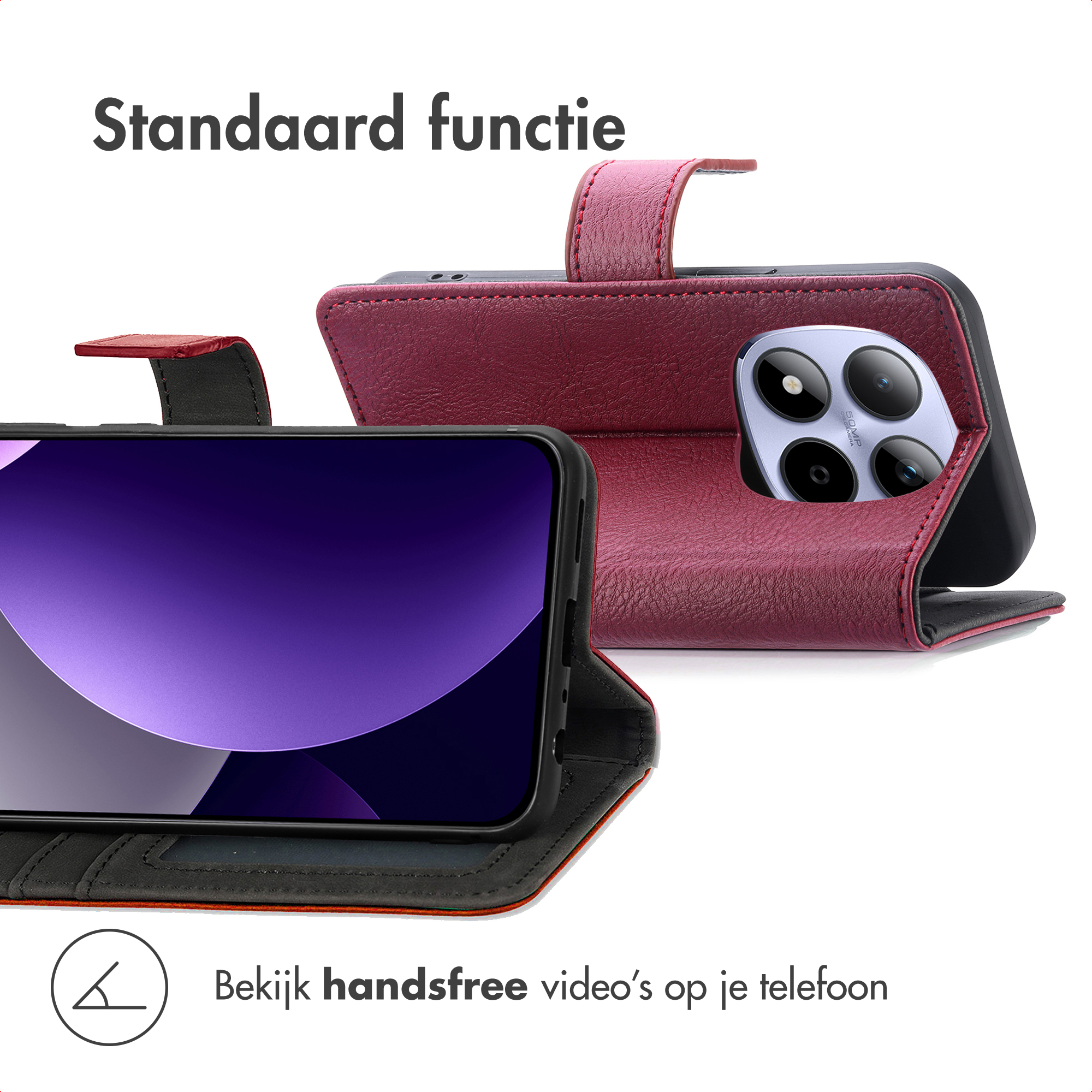 Custodia A Portafoglio In Pelle PU Con Chiusura Magnetica Per Xiaomi 15 Pro – Stampa Rosa Rossa