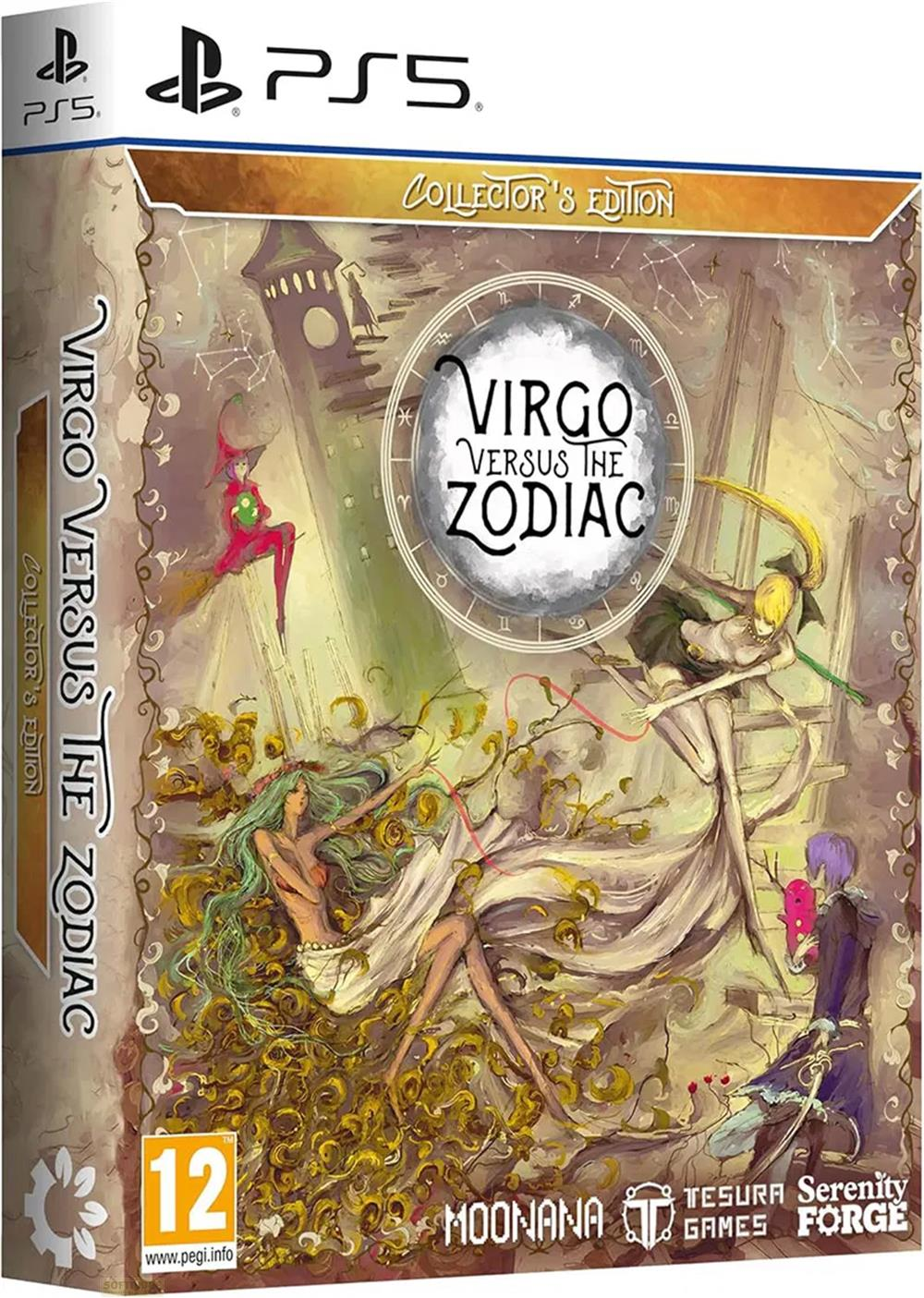 Copertina gioco PS5: Virgo Versus The Zodiac Collector's Edition con arte astrologica.