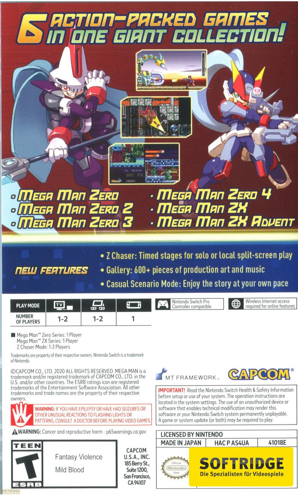 Collezione Mega Man: Giochi d'azione con Zero e ZX.