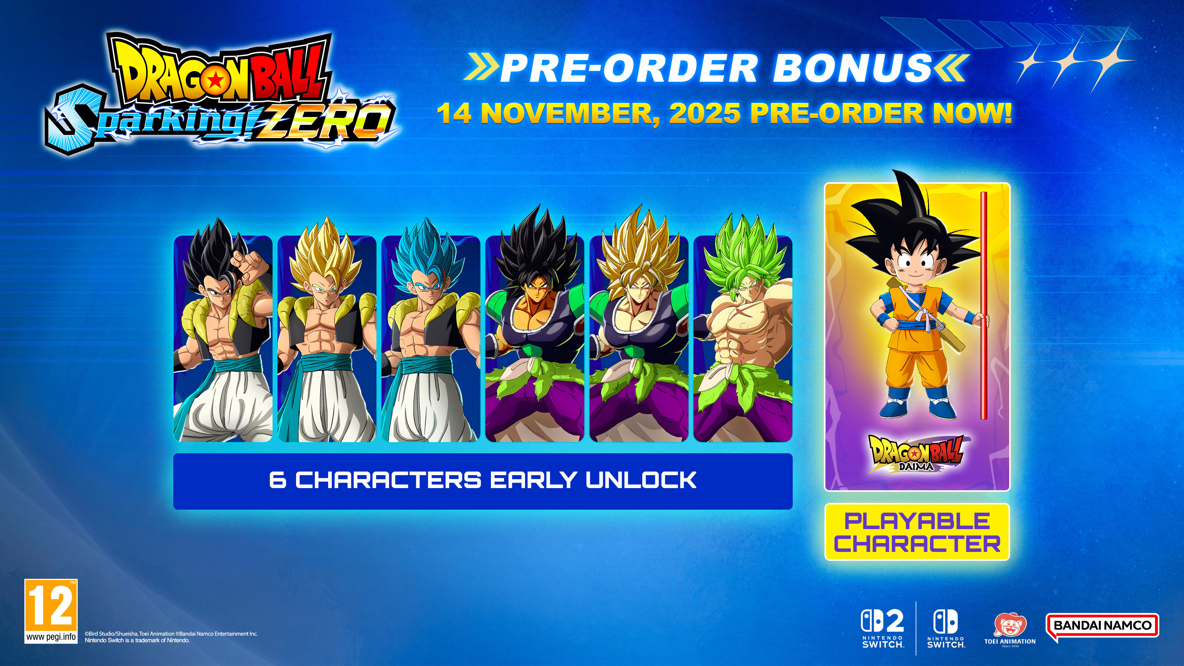Pubblicità Dragon Ball Z: Sparking Zero con personaggi e info pre-ordine.