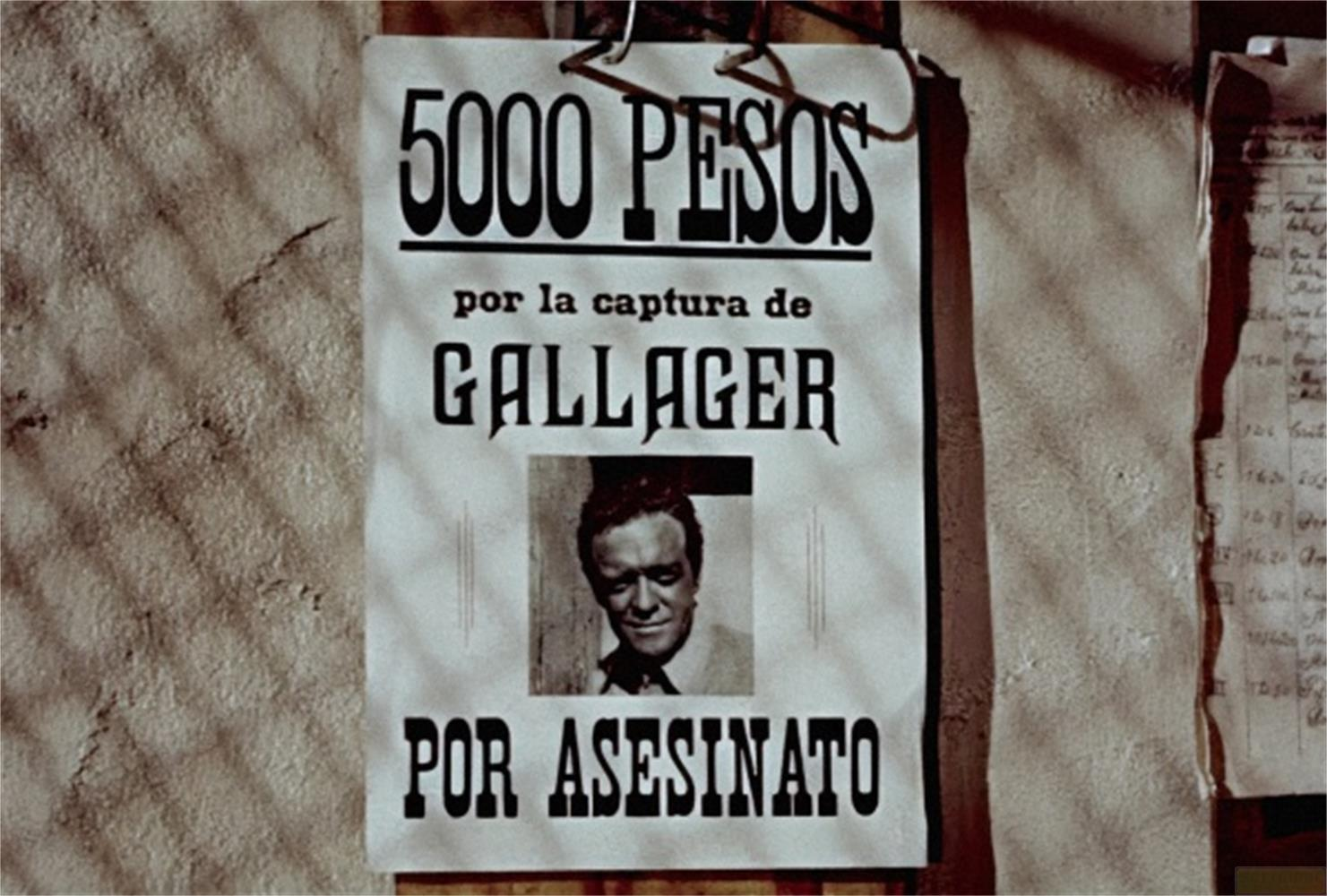 Manifesto ricercato: 5000 pesos per la cattura di Gallagher per omicidio.