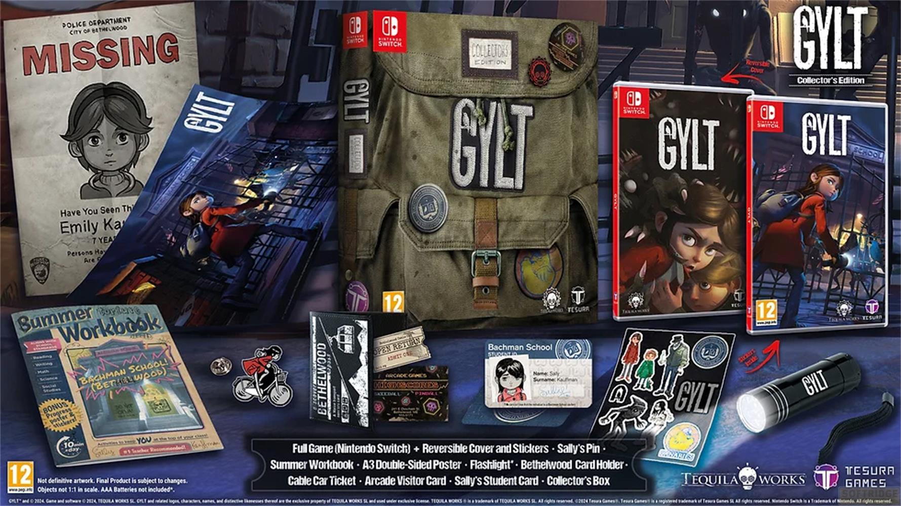 Édition Collector GYLT avec sac à dos, jeux, cahier, pin's et lampe torche.
