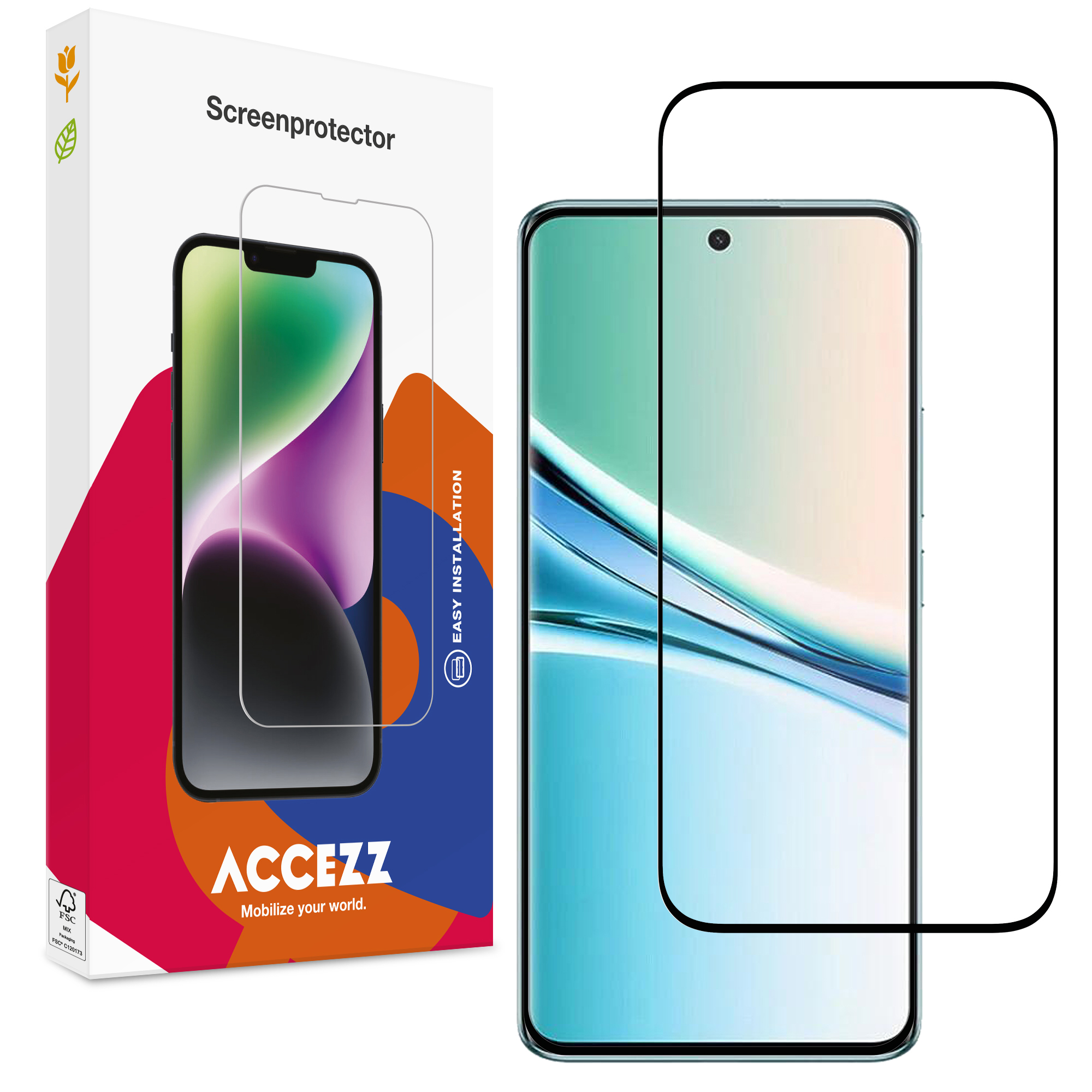 Emballage pour un protecteur d'écran et un protecteur d'écran de téléphone.