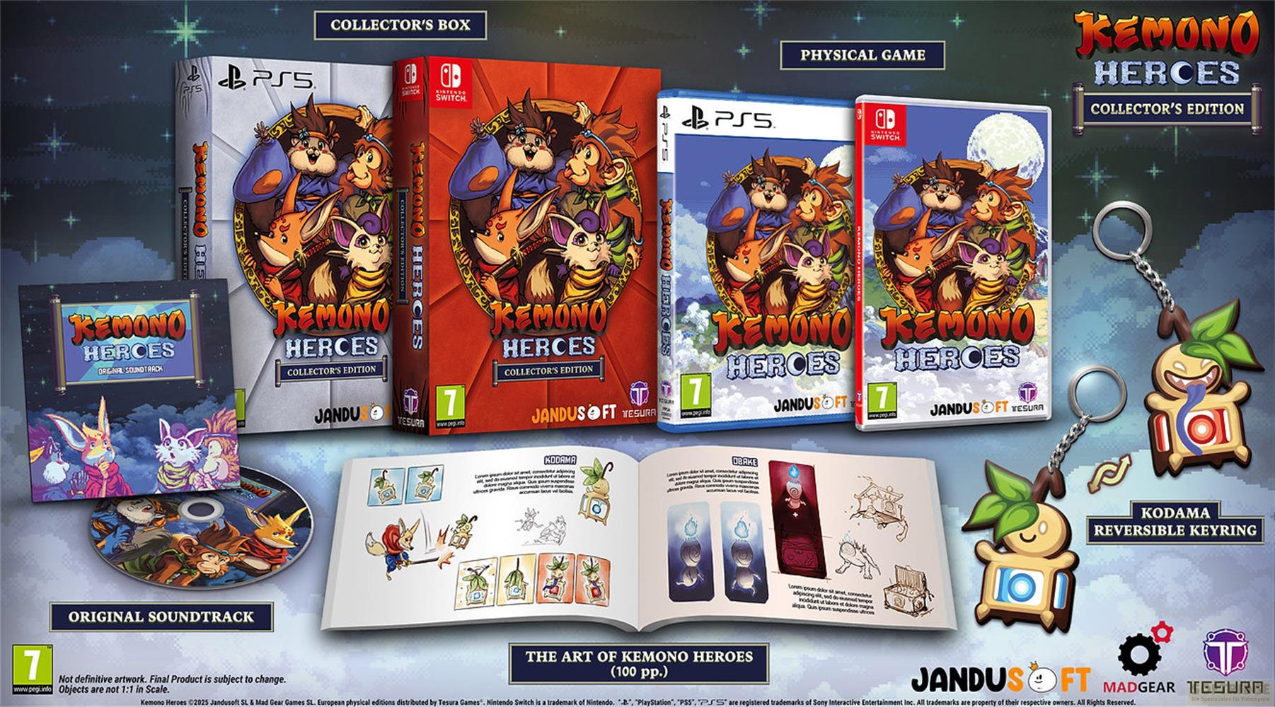 Kemono Heroes Collector's Edition per PS5 e Switch, colonna sonora, artbook e portachiavi.