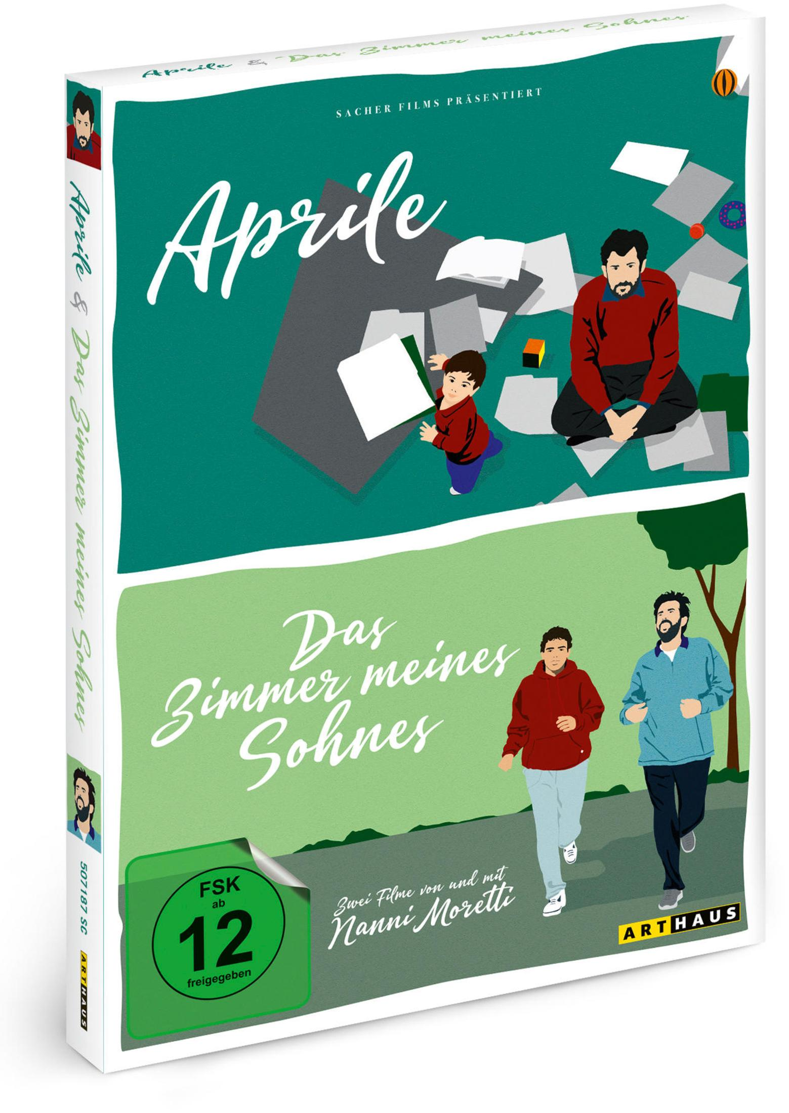 DVD-Cover mit zwei Filmen: Aprile und Das Zimmer meines Sohnes.