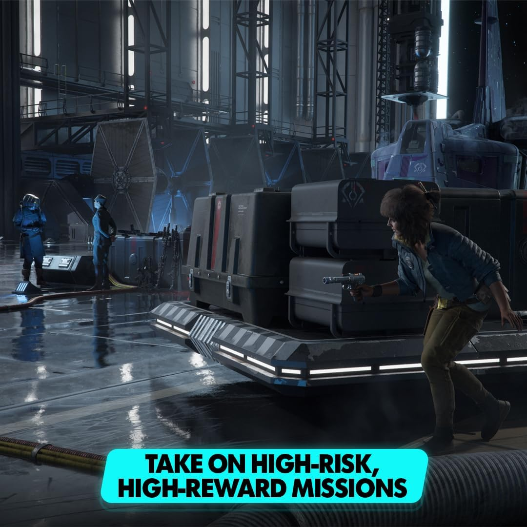 Kobieta z pistoletem na kontenerze towarowym w hali przemysłowej.