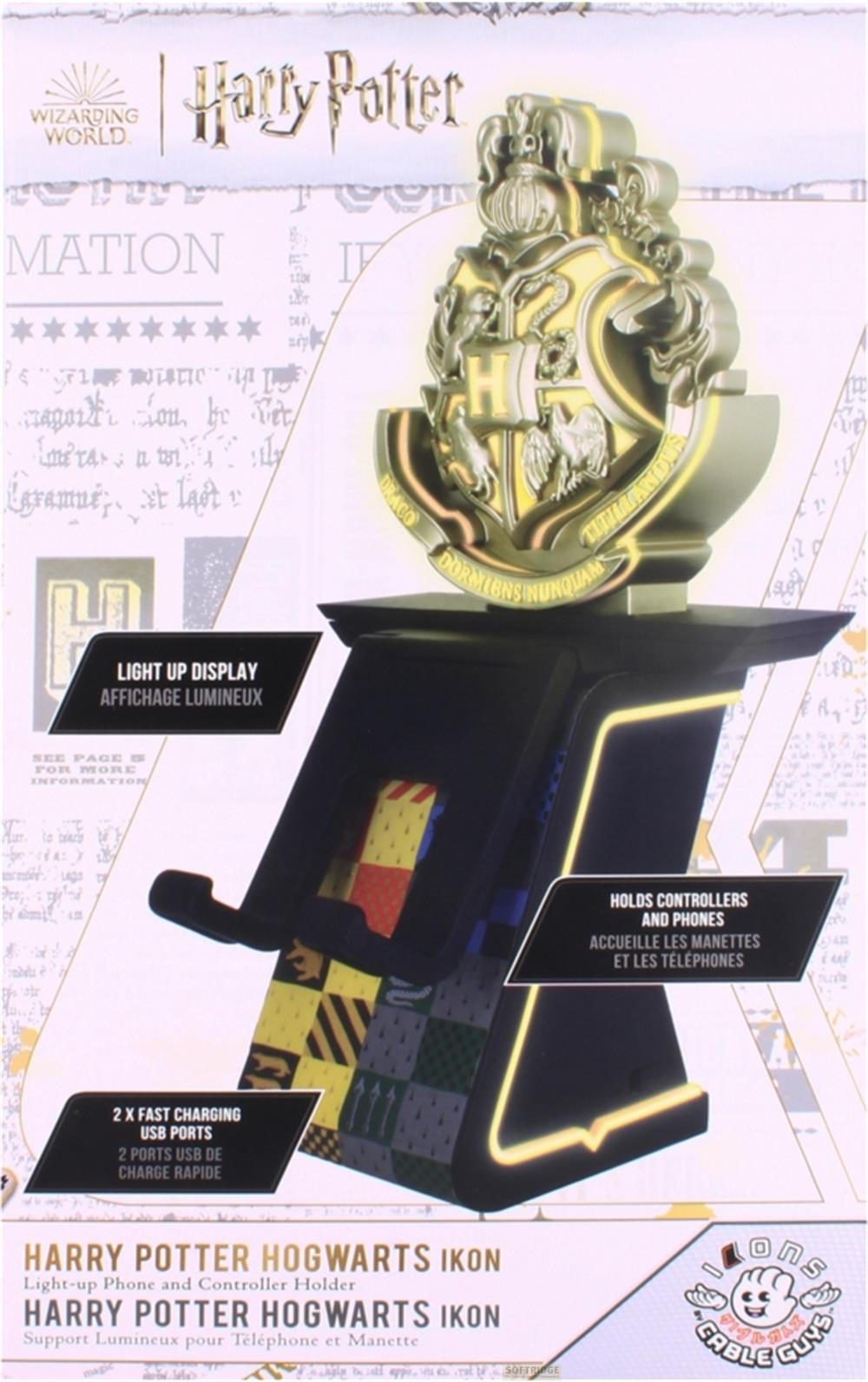Icona Harry Potter Hogwarts con display luminoso, tiene telefoni/controller. Emblema aquila oro.