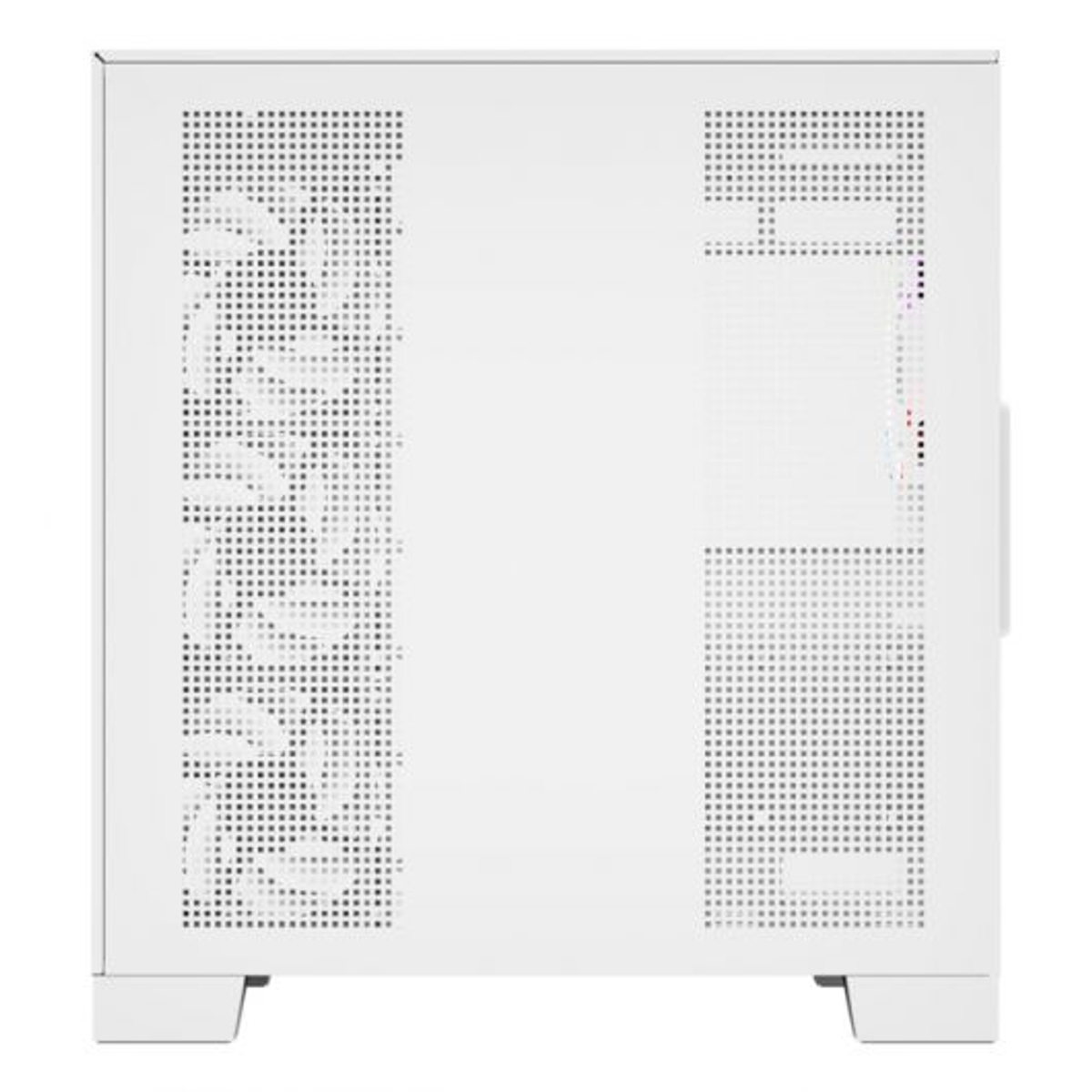 Un case per computer bianco con lati e piedini forati.