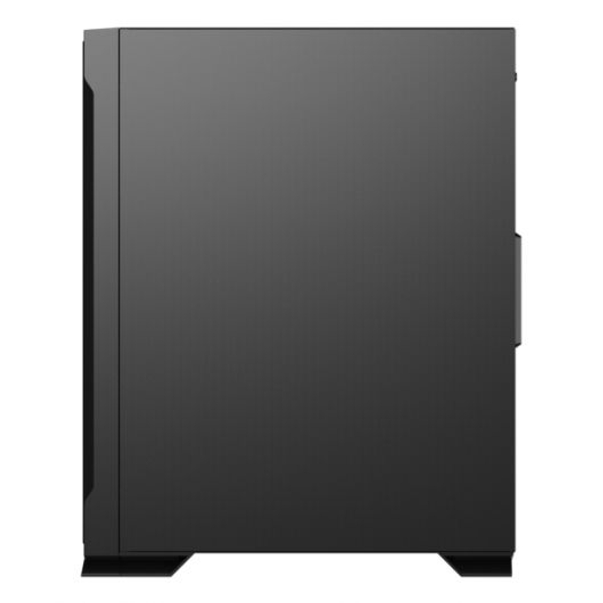 Case del computer nero con maniglia laterale, vista laterale.