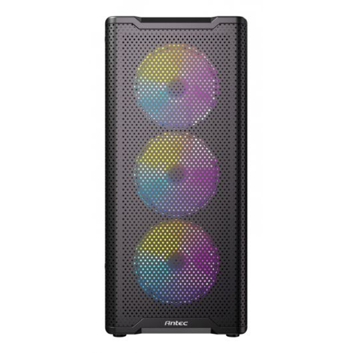 Case del computer nero con tre ventole RGB sul davanti.