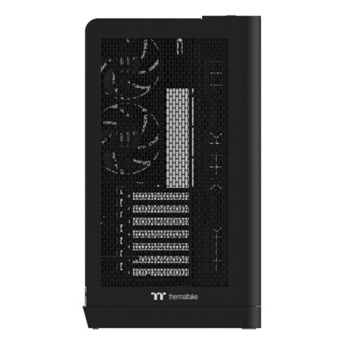 Case del computer nero con ventole e logo Thermaltake.