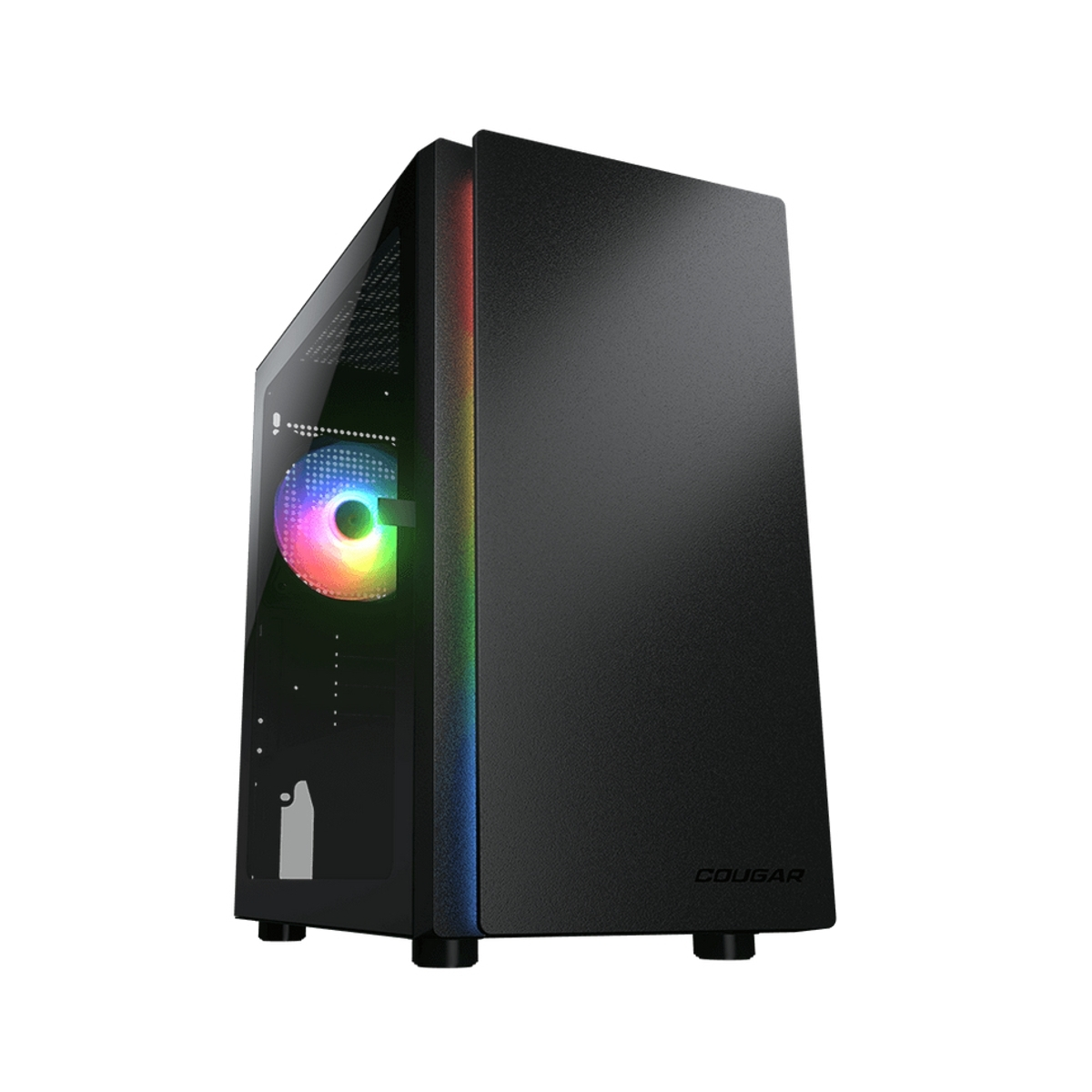 Case PC nero con ventola RGB e finestra in vetro.