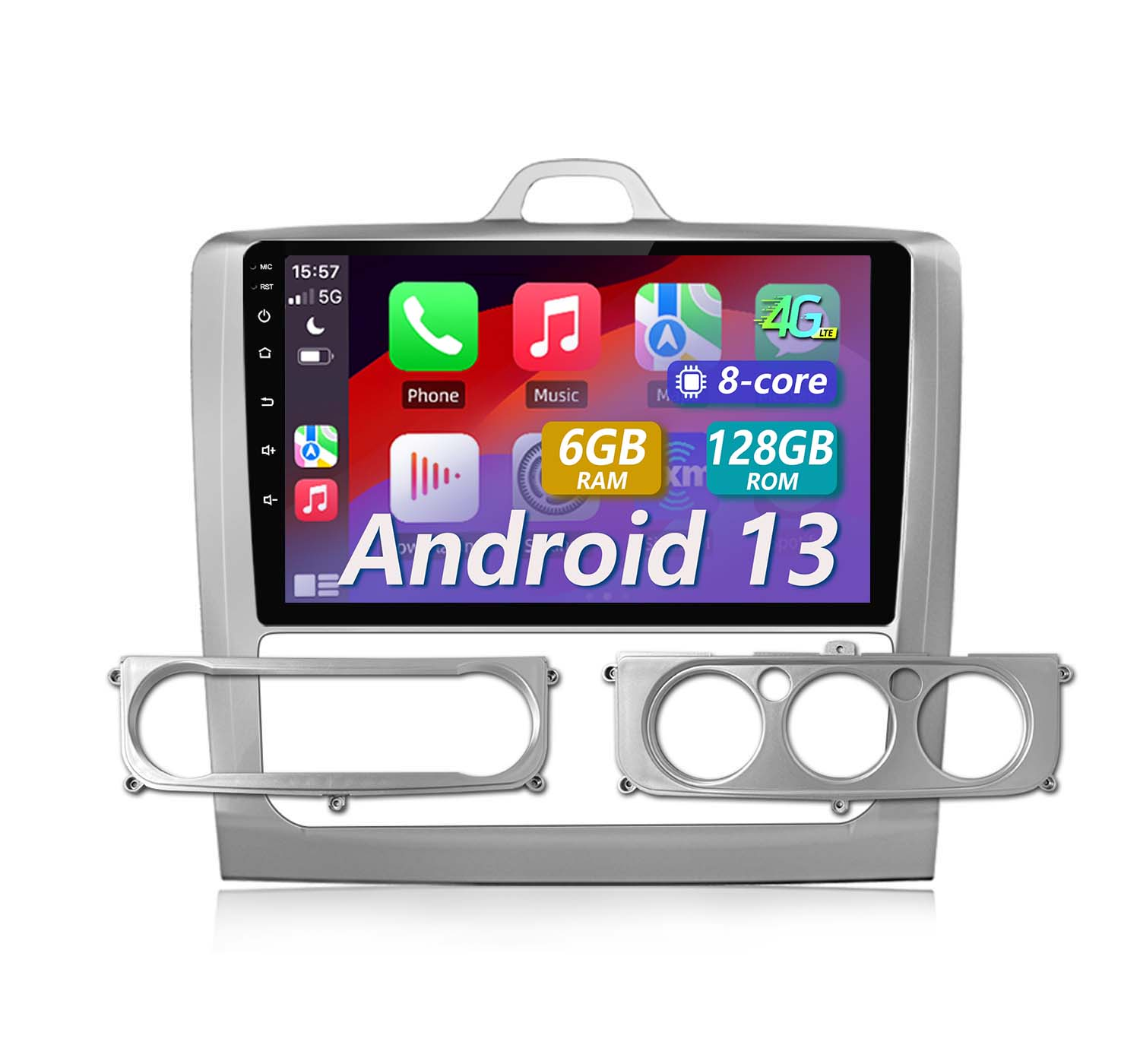 Un autoradio Android 13 con 6 GB di RAM e 128 GB di ROM.