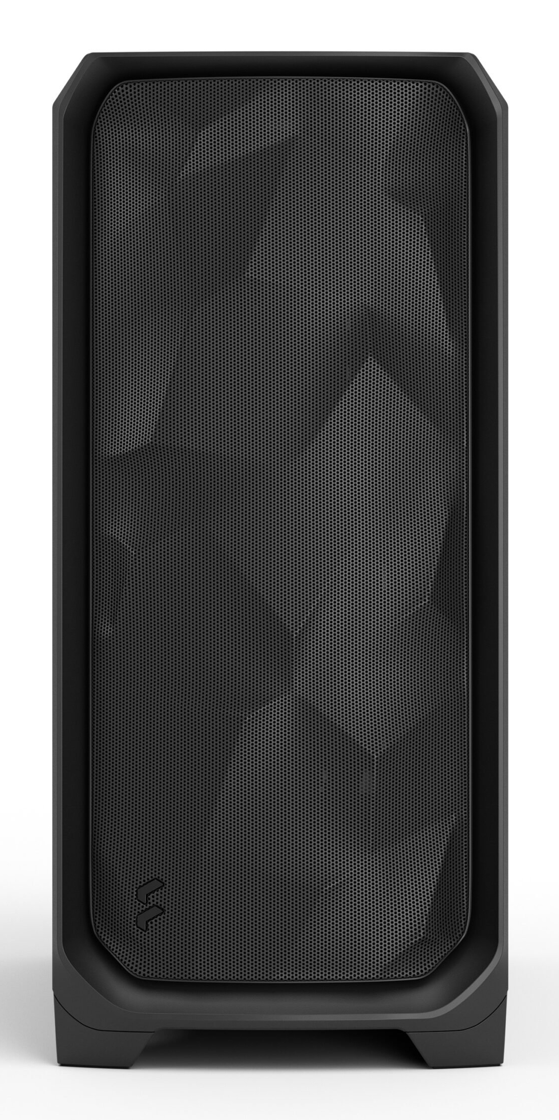 Case del computer nero con frontale in mesh e motivo ondulato.