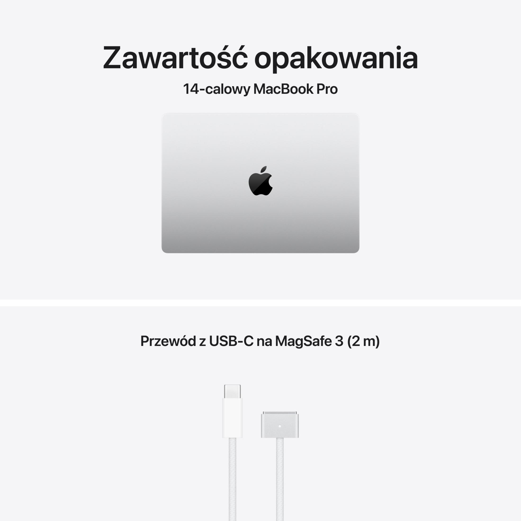 Ein 14-Zoll MacBook Pro und ein USB-C zu MagSafe 3 Kabel (2m).