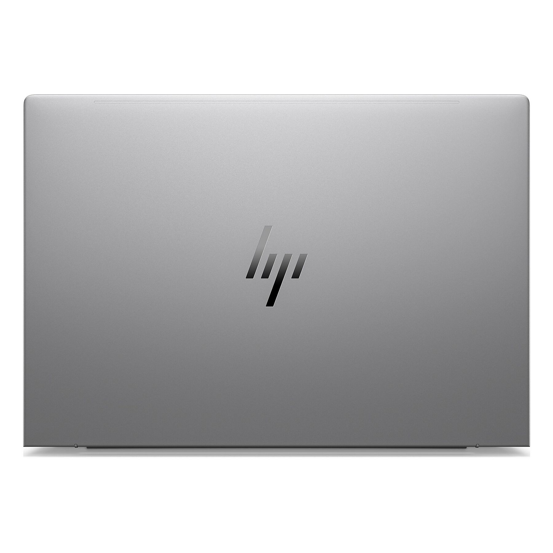 Laptop argentato chiuso con logo HP.