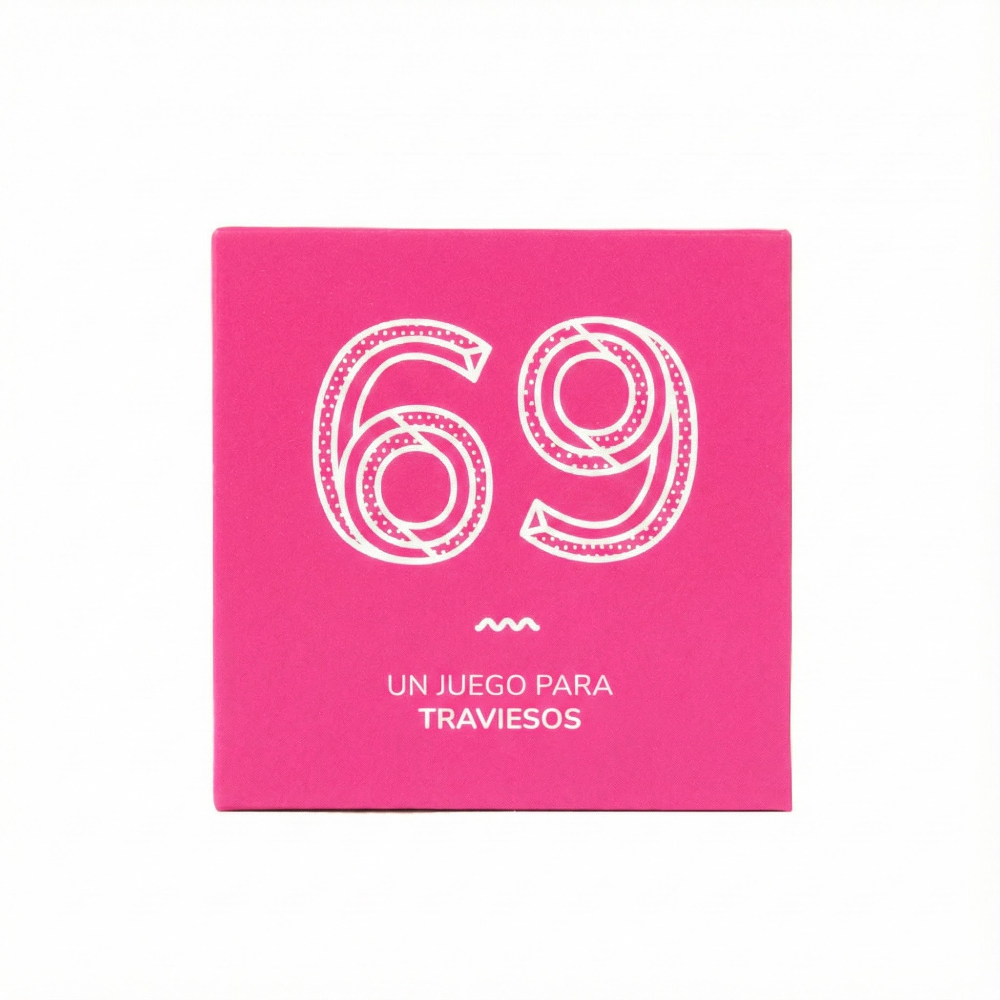 Una caja rosa con el número 69 blanco y texto.