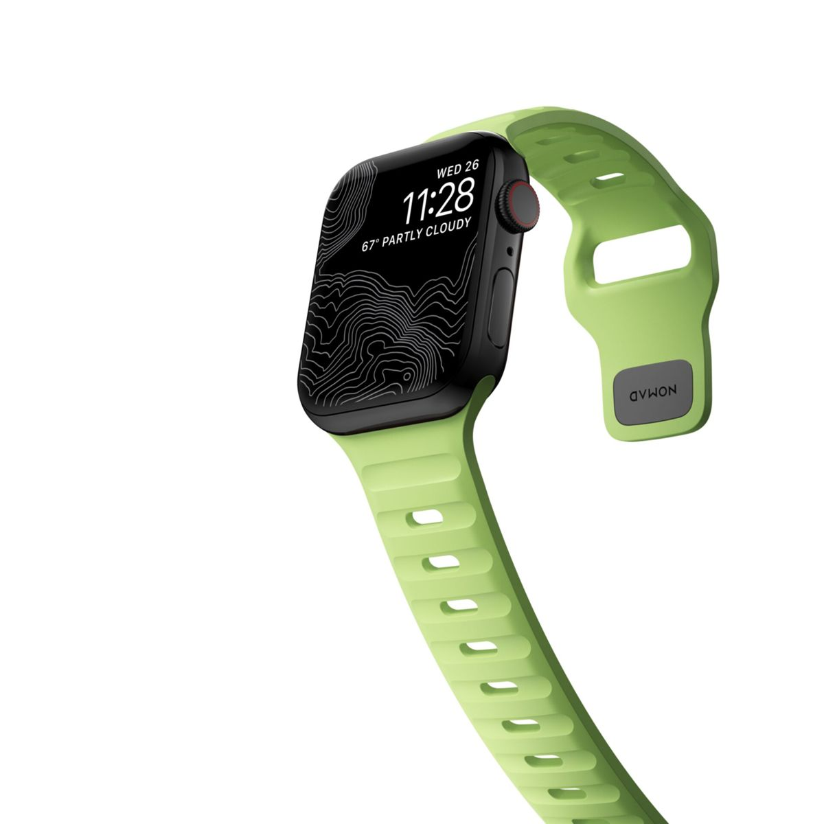 Grüne Smartwatch mit Karte und 11:28 Uhr