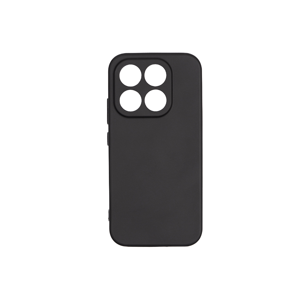 Dört yuvarlak kamera lensi kesiği olan siyah telefon kılıfı.