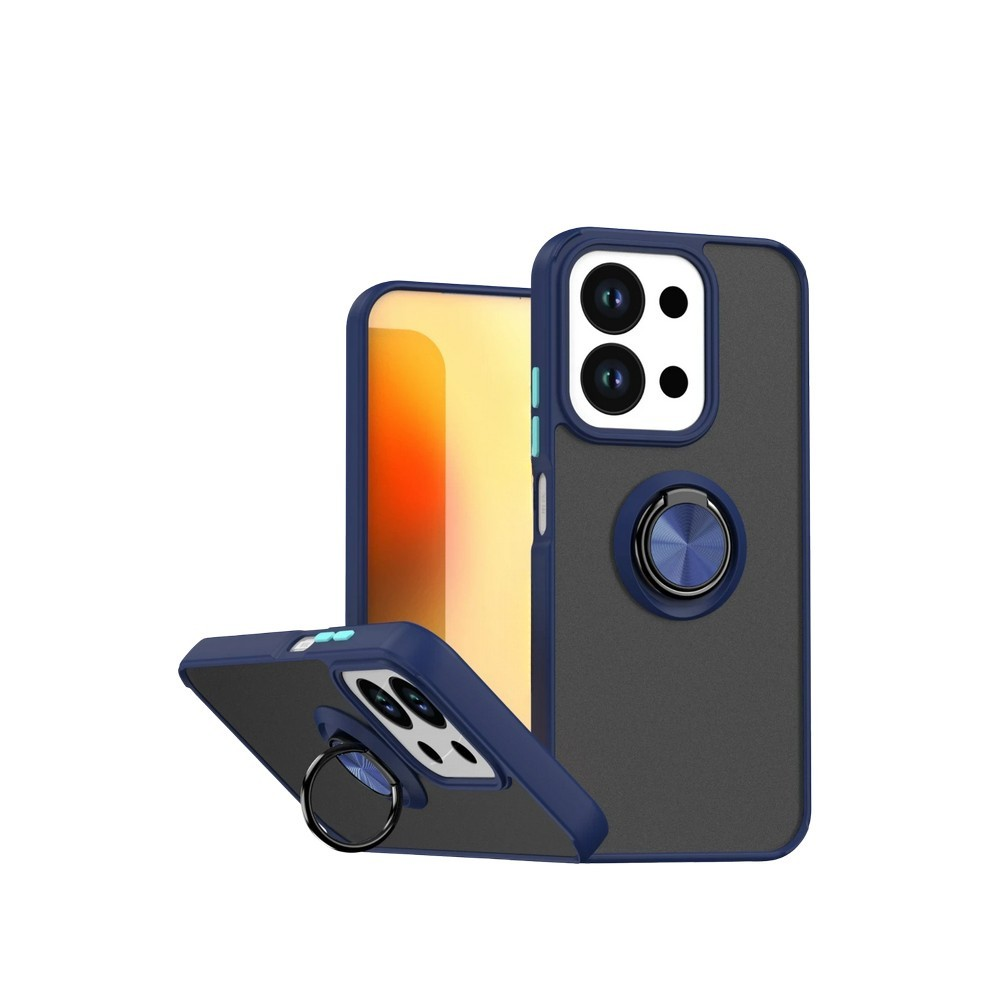 Beyaz zeminde halka tutuculu üç koyu mavi telefon kılıfı.