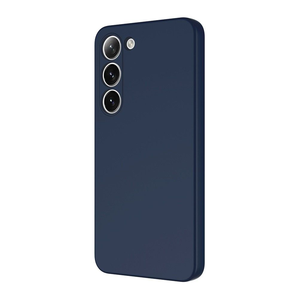 Üç kamera lensli ve flaşlı lacivert telefon kılıfı.