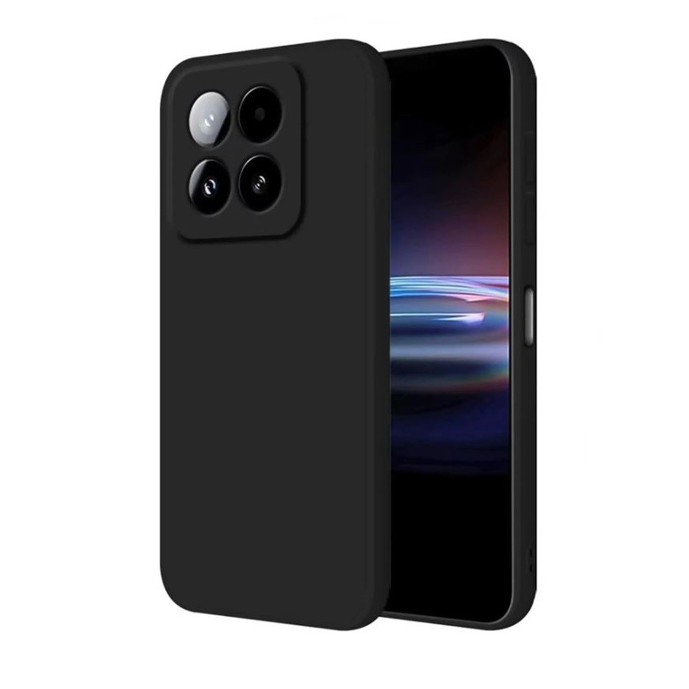 Arkada dörtlü kamera kurulumuna sahip siyah telefon, ekranda soyut duvar kağıdı.