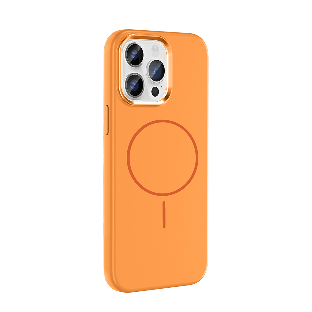 GPACK iPhone 14 Pro Max Uyumlu Edi Silikon M-Safe Şarj Özellikli Telefon Kılıfı Turuncu