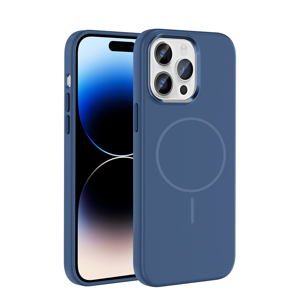 Mavi telefon, kılıfı, kamerası ve dairesel iziyle.