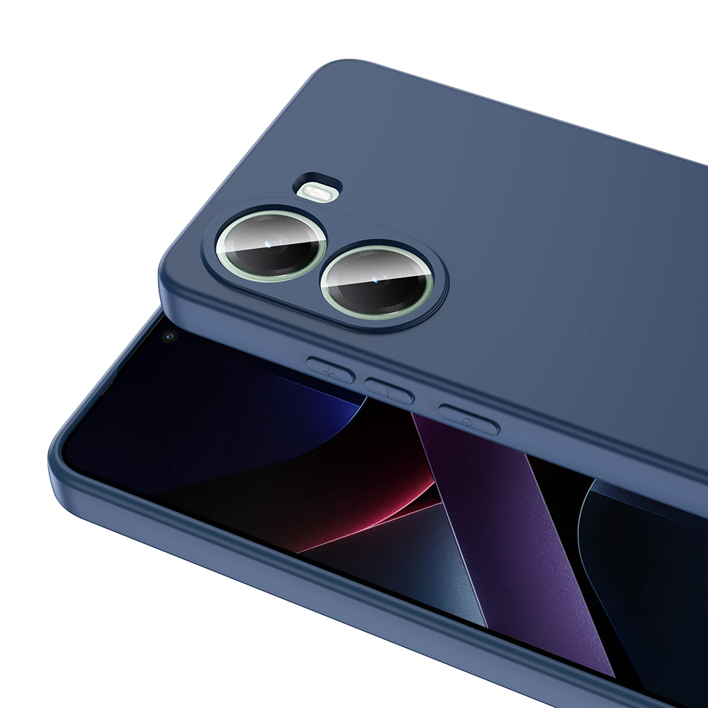 İki kamera lensli ve flaşlı lacivert telefon kılıfı.
