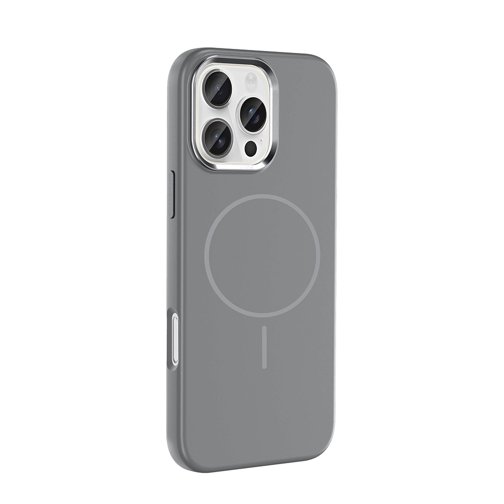 GPACK iPhone 16 Pro Uyumlu Edi Silikon M-Safe Şarj Özellikli Telefon Kılıfı Gri