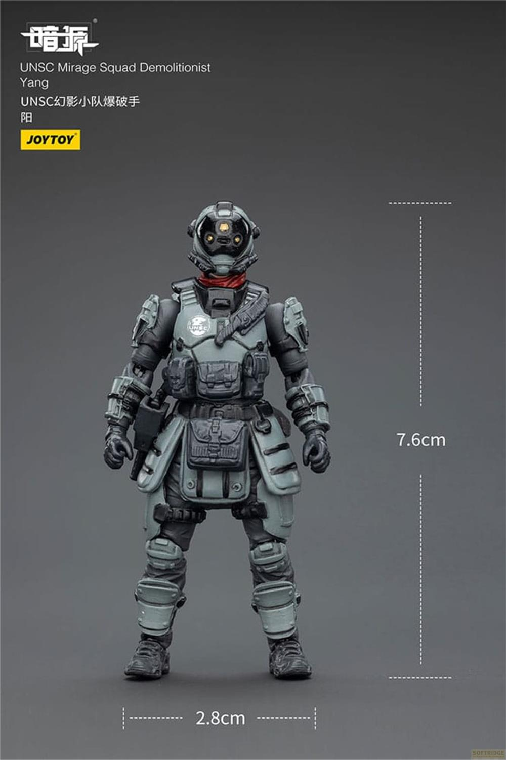 Figura grigia Demolitore UNSC con sciarpa rossa e casco.