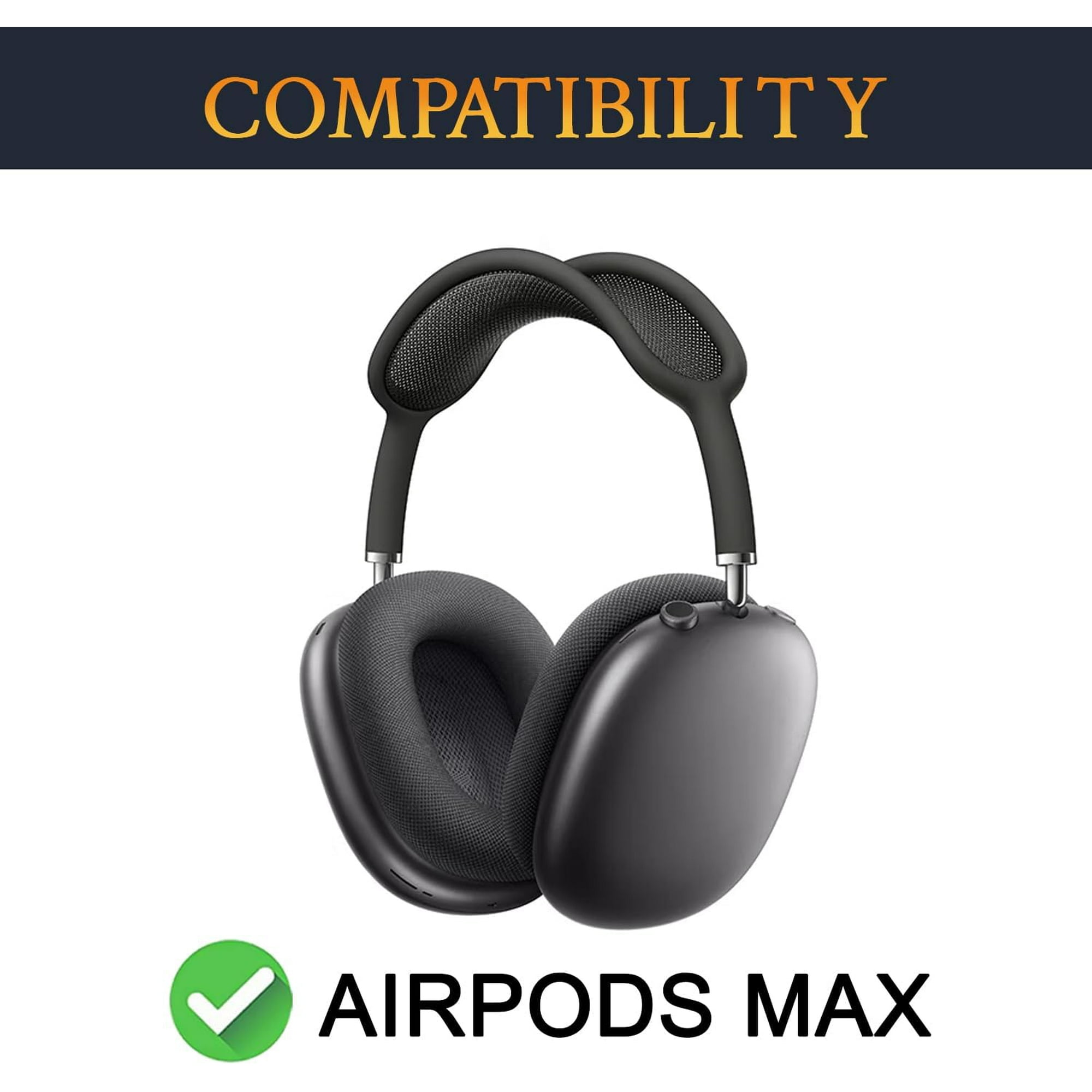 Schwarze Airpods Max Kopfhörer mit einem Haken-Symbol daneben.