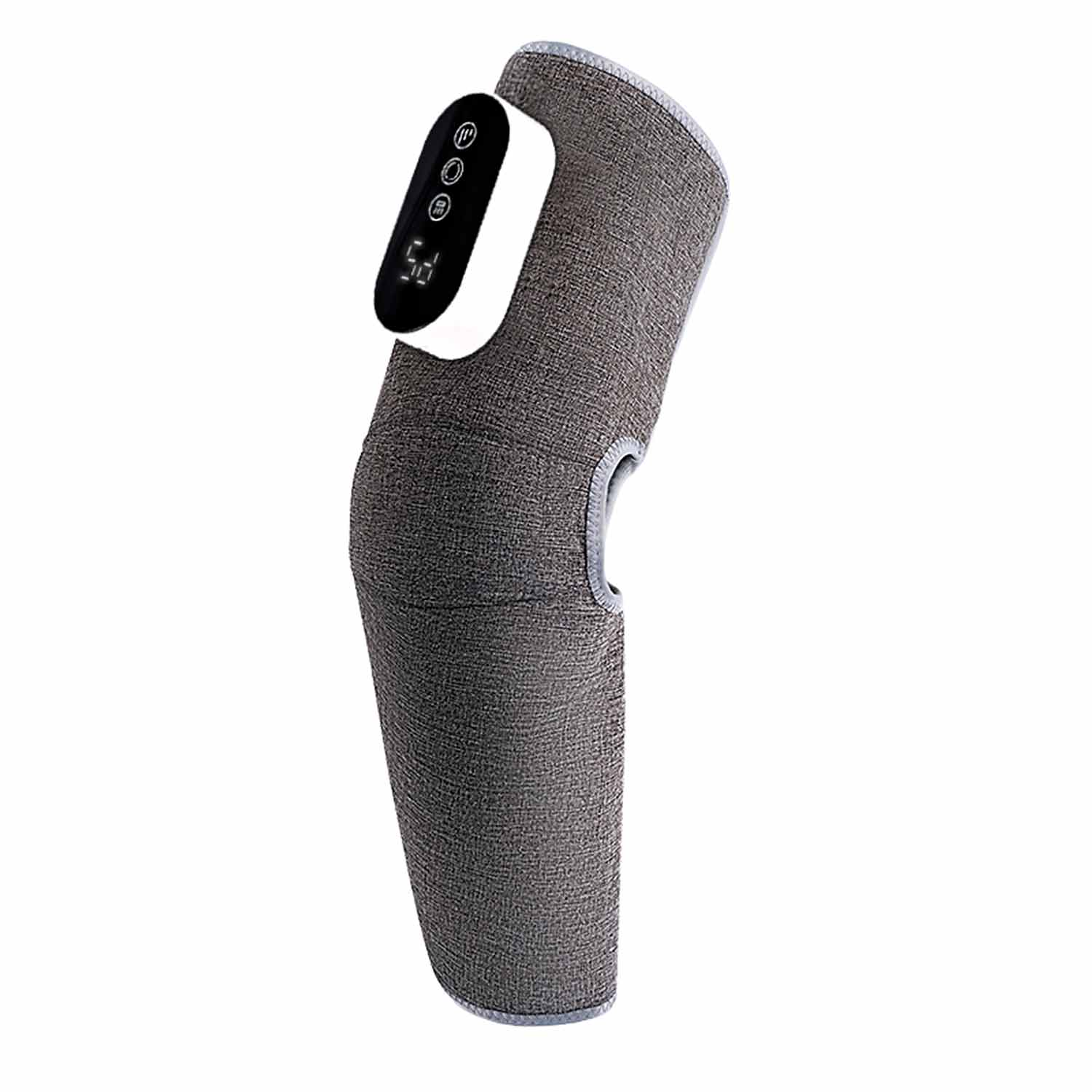Grauer Knie-Wärmer mit digitaler Anzeige und Bedienelementen.