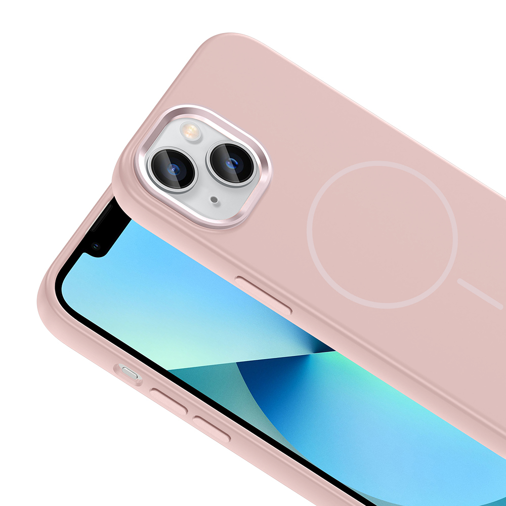 Beyaz arka plan üzerinde iki kameralı pembe telefon kılıfı.