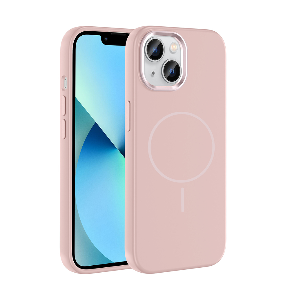 Kamera modülü ve manyetik halkalı pembe telefon kılıfı