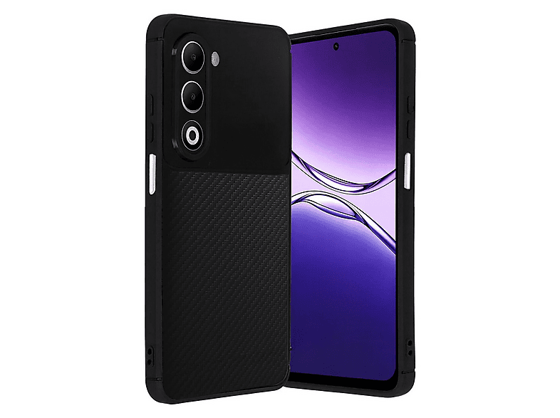 GPACK Oppo A5 4G Uyumlu Negro Karbon Görünümlü Silikon Telefon Kılıfı Siyah