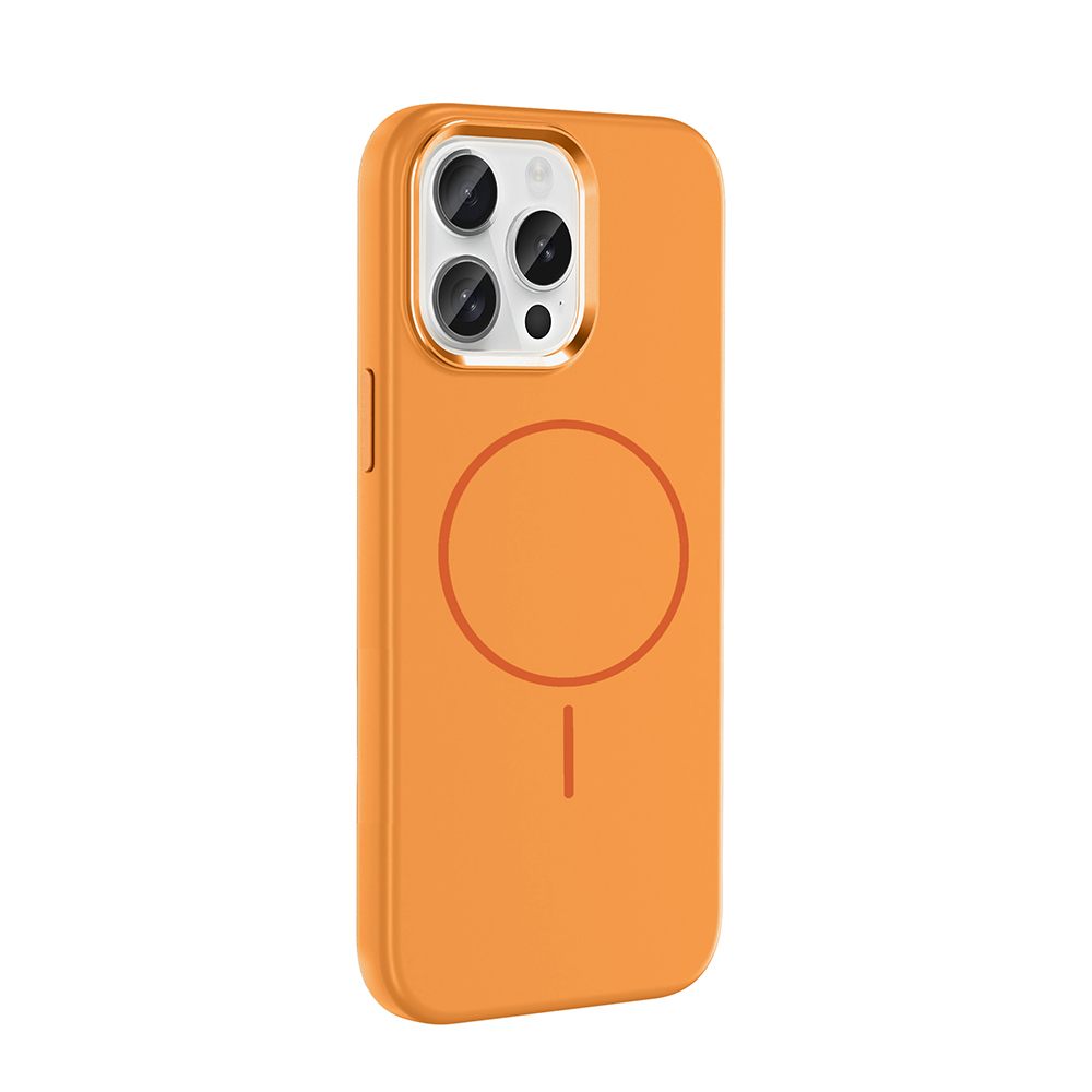 GPACK iPhone 15 Pro Max Uyumlu Edi Silikon M-Safe Şarj Özellikli Telefon Kılıfı Turuncu