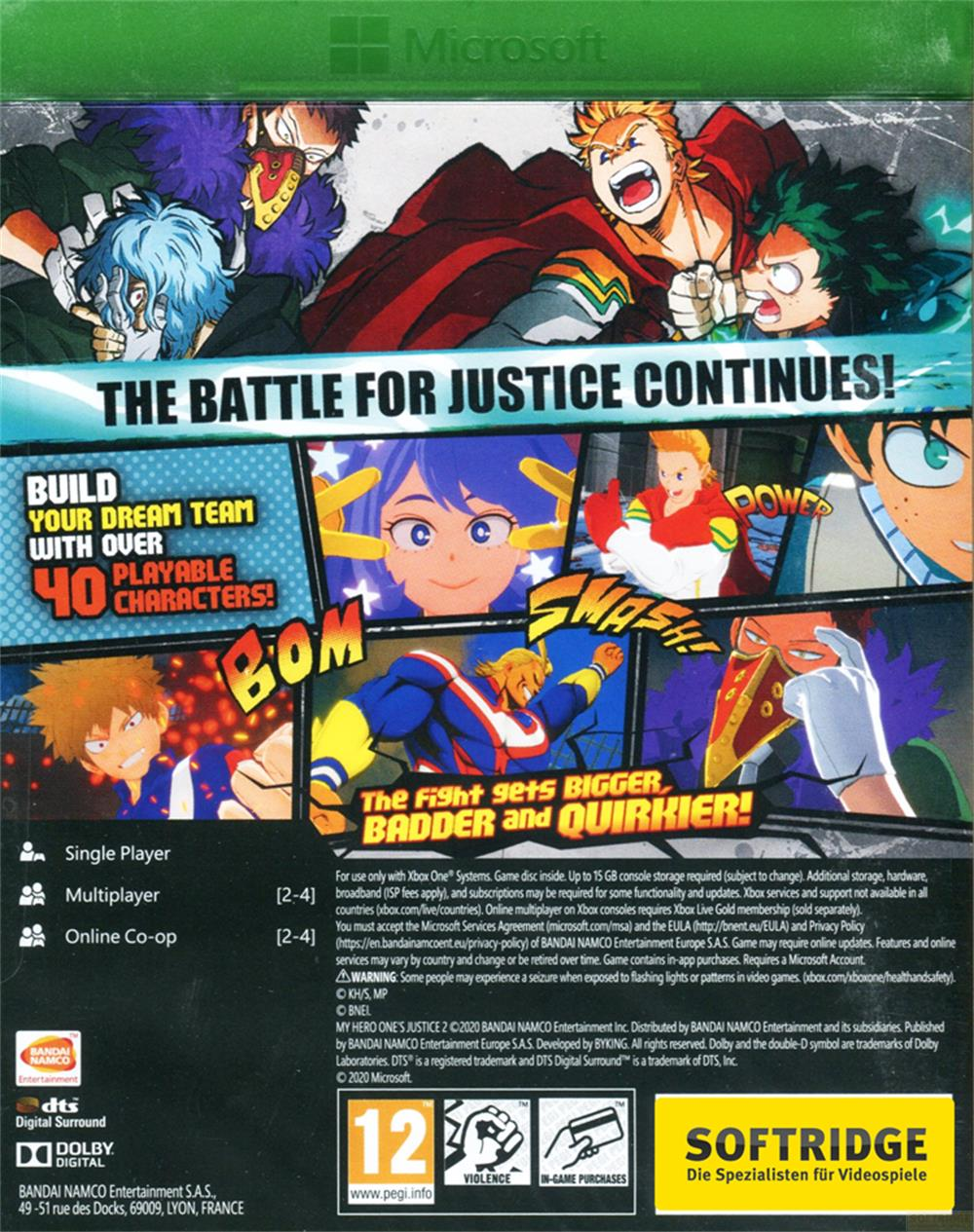 Okładka gry 'My Hero One's Justice 2' z postaciami anime w pozach akcji.