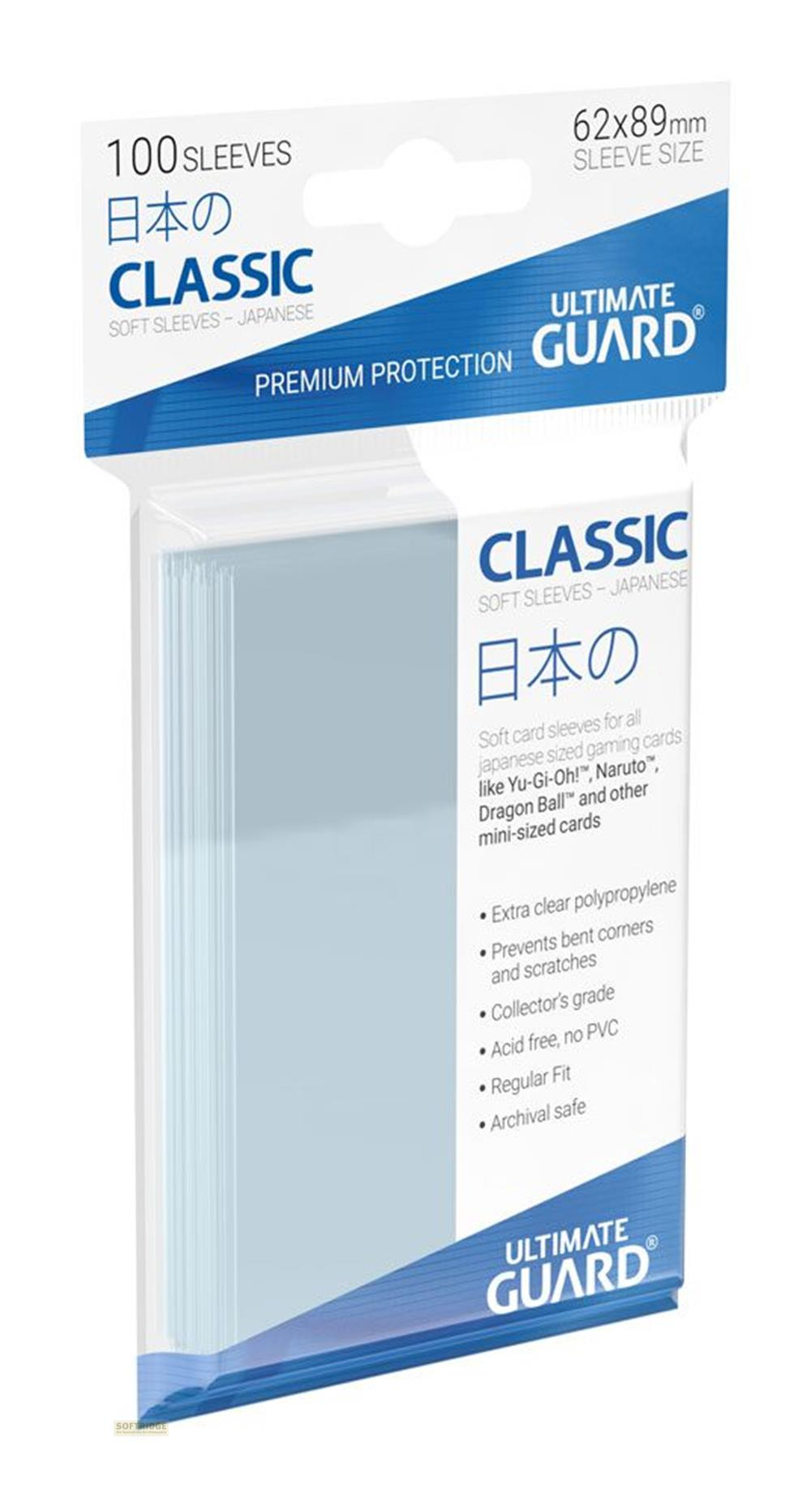 Una confezione da 100 bustine morbide Classic di Ultimate Guard per carte giapponesi.