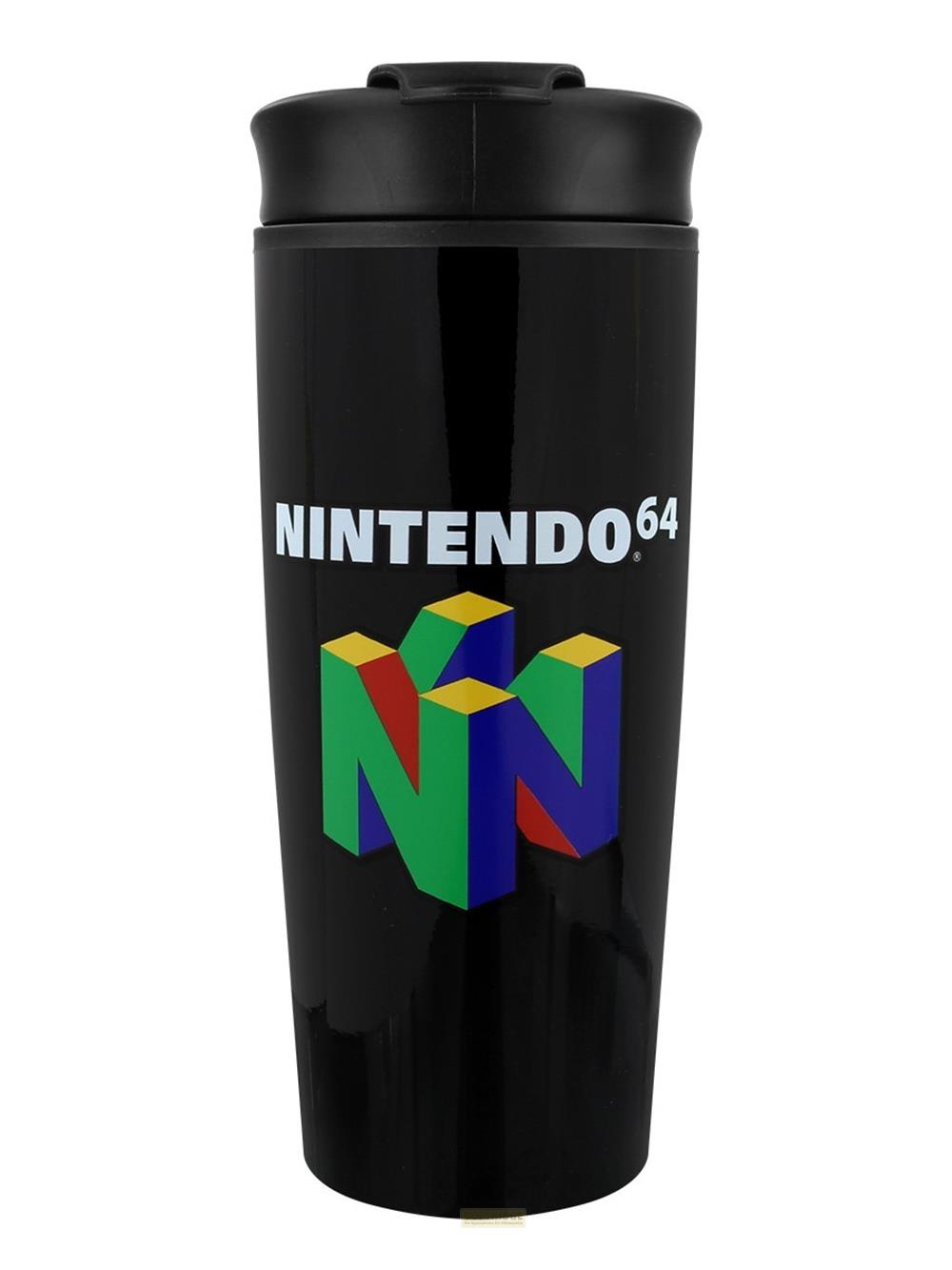 Schwarzer Becher mit Nintendo 64 Logo und Schriftzug.
