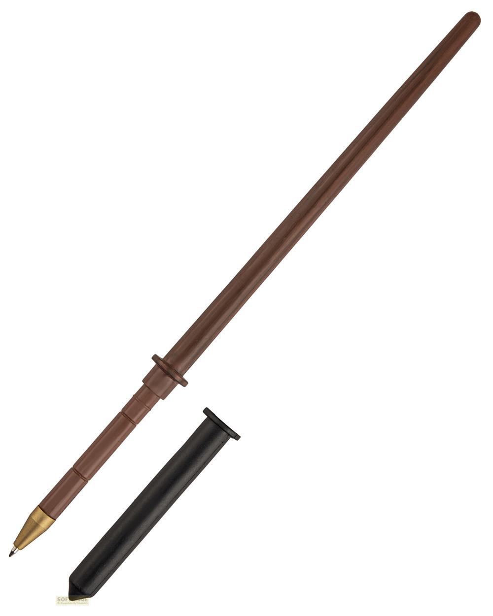 Ein brauner Stift mit Kappe auf weißem Hintergrund.