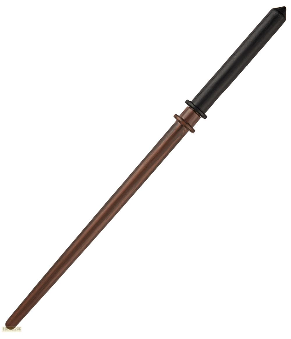 Ein brauner und schwarzer Zauberstab mit weißem Hintergrund.