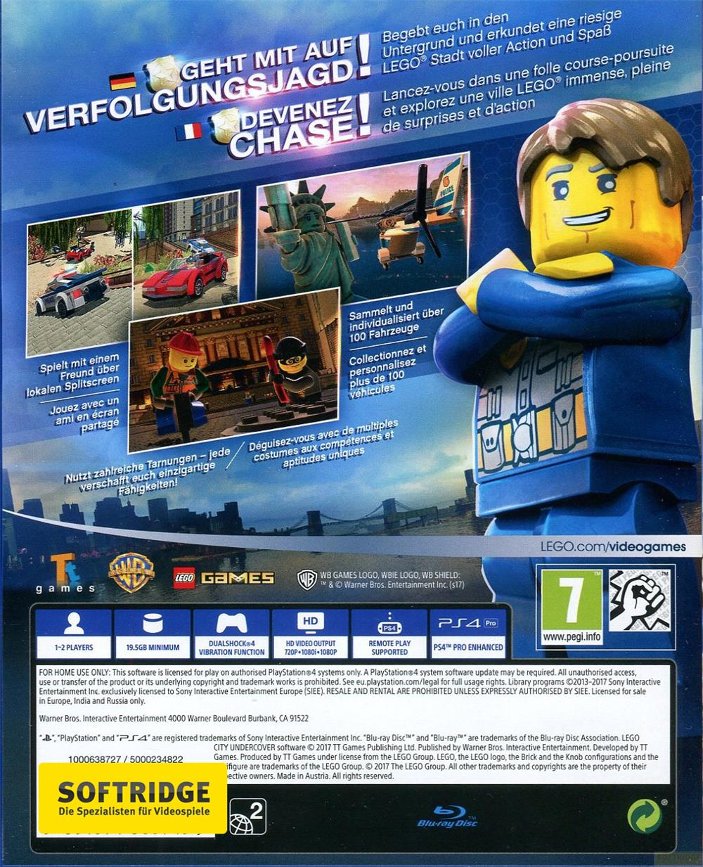 Dos du jeu Lego City Undercover avec scènes et personnages Lego.