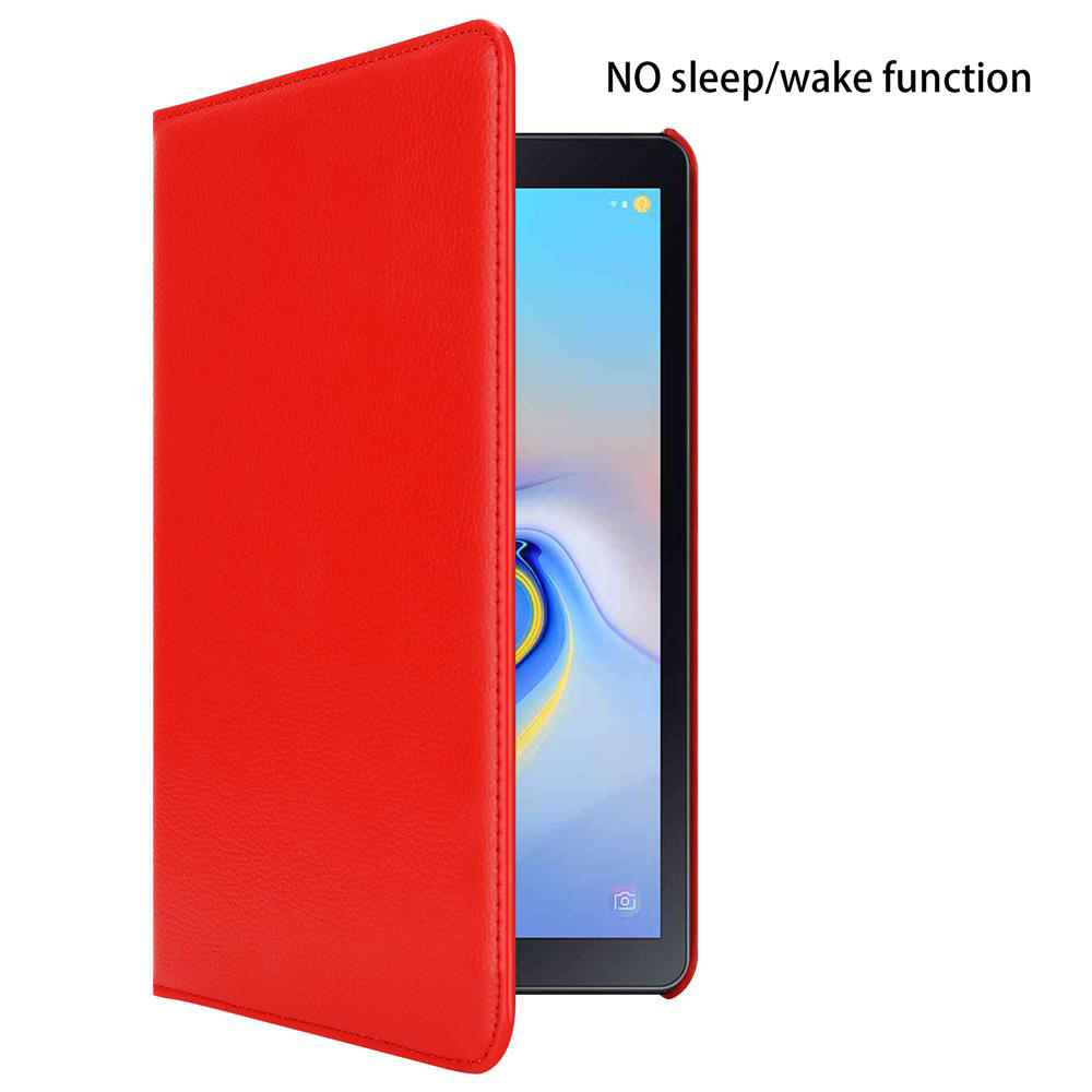 Rote Tablet-Hülle, die eine Tablette mit blauem Hintergrund abdeckt.