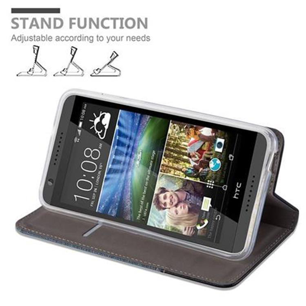Un telefono in una custodia che funge da supporto, mostra la schermata di standby.