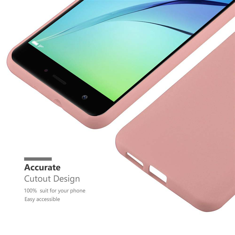 Una custodia rosa per telefono e uno smartphone con schermo blu-verde.