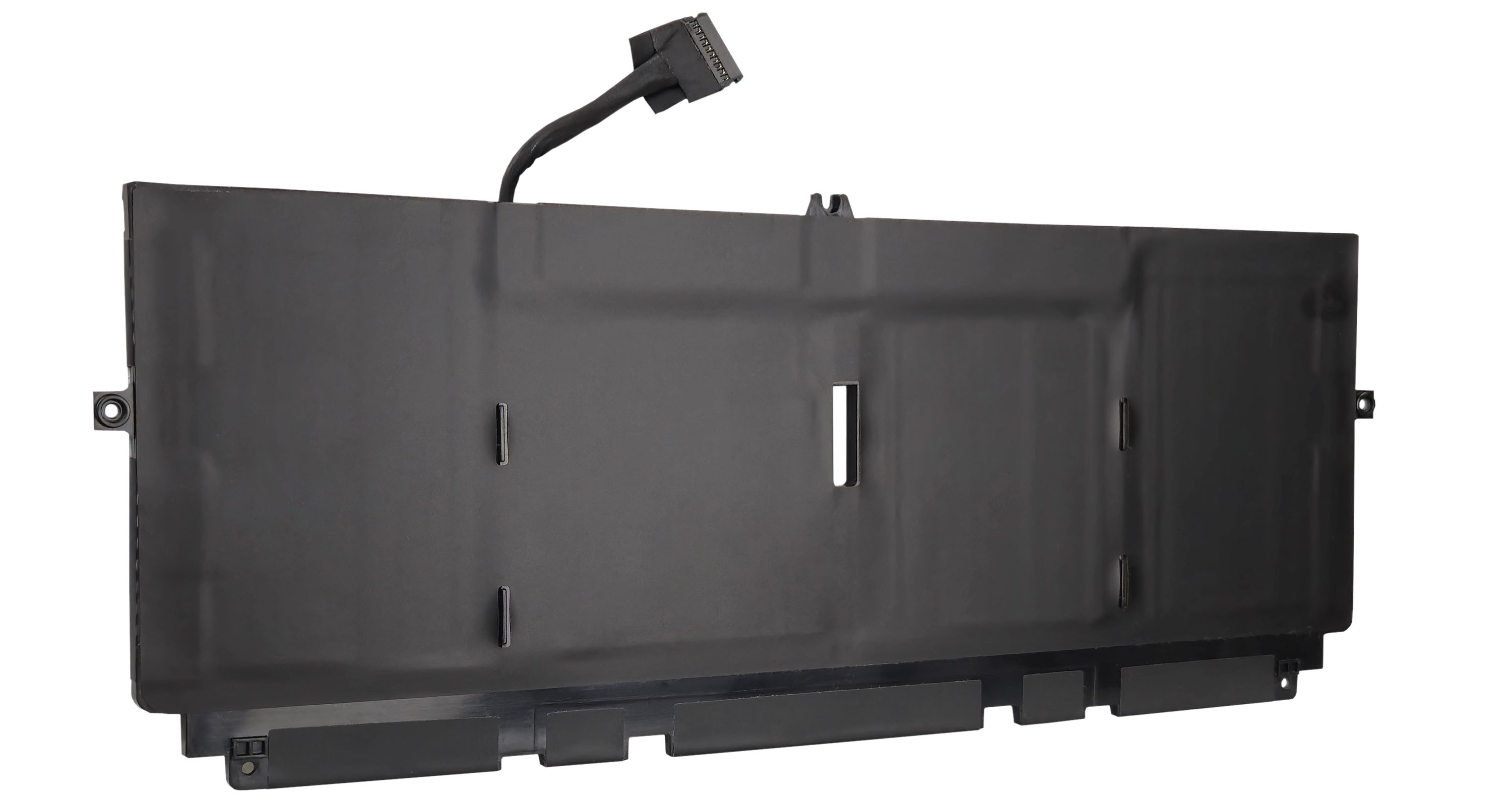 Czarna bateria do laptopa z kablem przyłączeniowym i wtyczką.