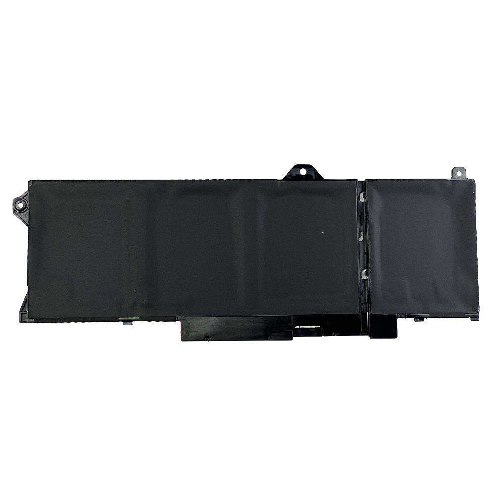 Czarna bateria do laptopa ze srebrnymi złączami na białym tle.